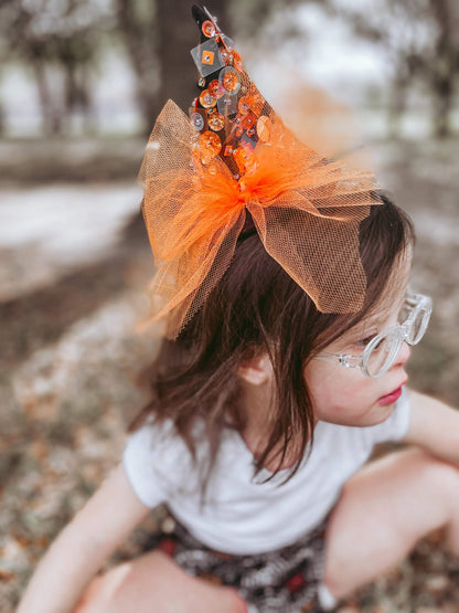 Bejewel Orange Witch Hat