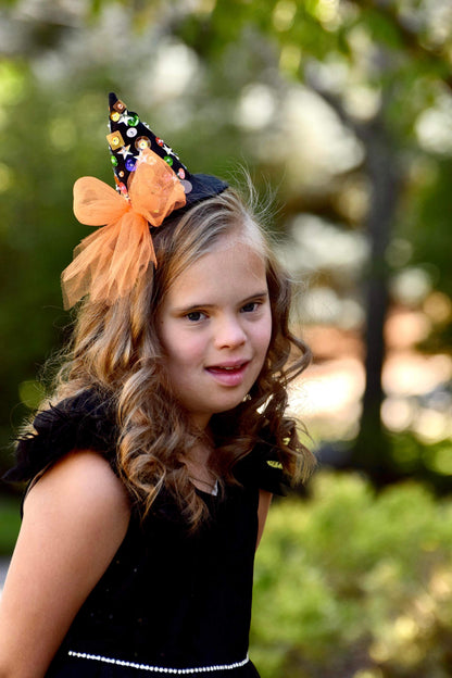 Bejewel Orange Witch Hat